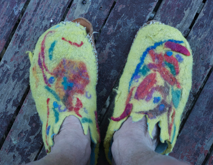 My son thinks my slippers look like omelettes!